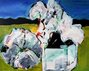 Jan Sierhuis - Acryl op papier, ingelijst: Landschap - 1972 verkocht voor € 750!