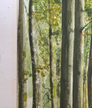 Rob Stoffer - Krijt en gouache op papier, Boslaan kopen? Bied vanaf 1!