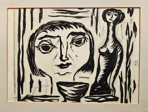 Dick Elffers - Gesigneerde jaren 50 aquarel/sepia "femme/vrouw" - losbladig kaufen? Bieten Sie von 1!