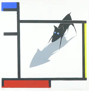 Peter Bastiaanssen - Zeefdruk, Yapping Mondriaan - Ingelijst kopen? Bied vanaf 100!