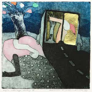 Michel van Overbeeke - Kleurenets met bladgoud, Always away II verkocht voor € 1!