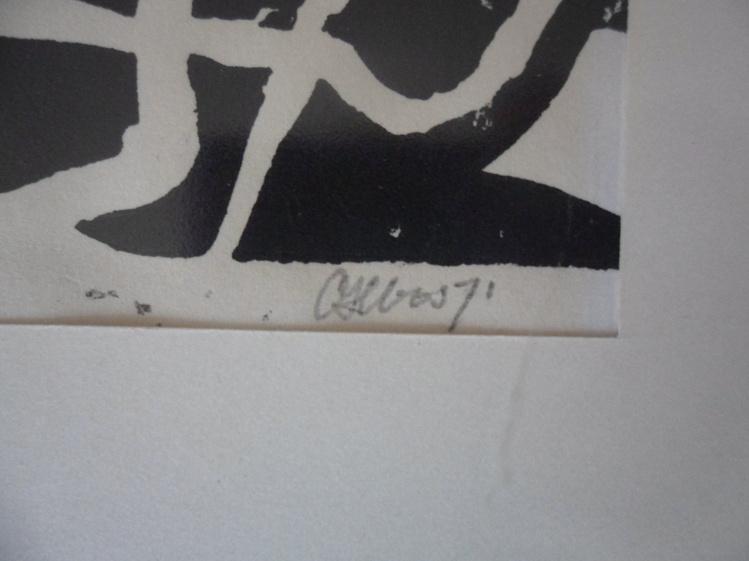 Niet of onleesbaar gesigneerd - 2 linosnede, gesigneerd. Uit 1971 kopen? Bied vanaf 1!