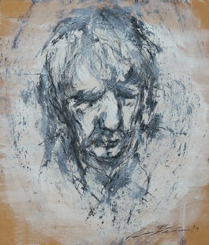 Wim de Bruin - Acryl met krijt op hardboard, Reinbert de Leeuw (met ophangsysteem) kopen? Bied vanaf 1!