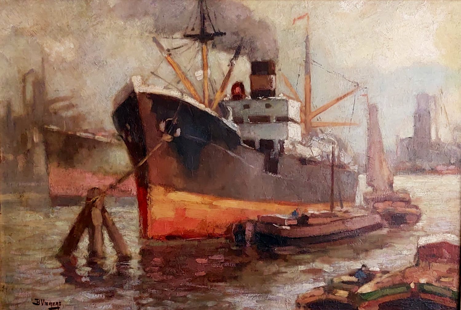 Ben Viegers - stoomschepen in de haven van Rotterdam verkocht voor € 1350!