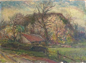 Toon Vostermans - Olieverf op doek, Voorjaar op boerderij kopen? Bied vanaf 1!