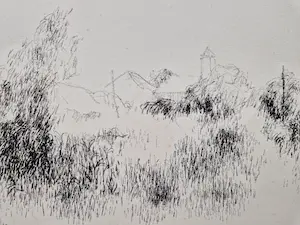 Metten Koornstra - 1964 - karakteristieke & grote Litho "landschap met dorp Provence" gesigneerd kopen? Bied vanaf 1!