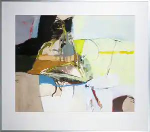 Herman van der Hoff - Olieverf op karton, Compositie nr. 10 - Ingelijst verkocht voor € 80!