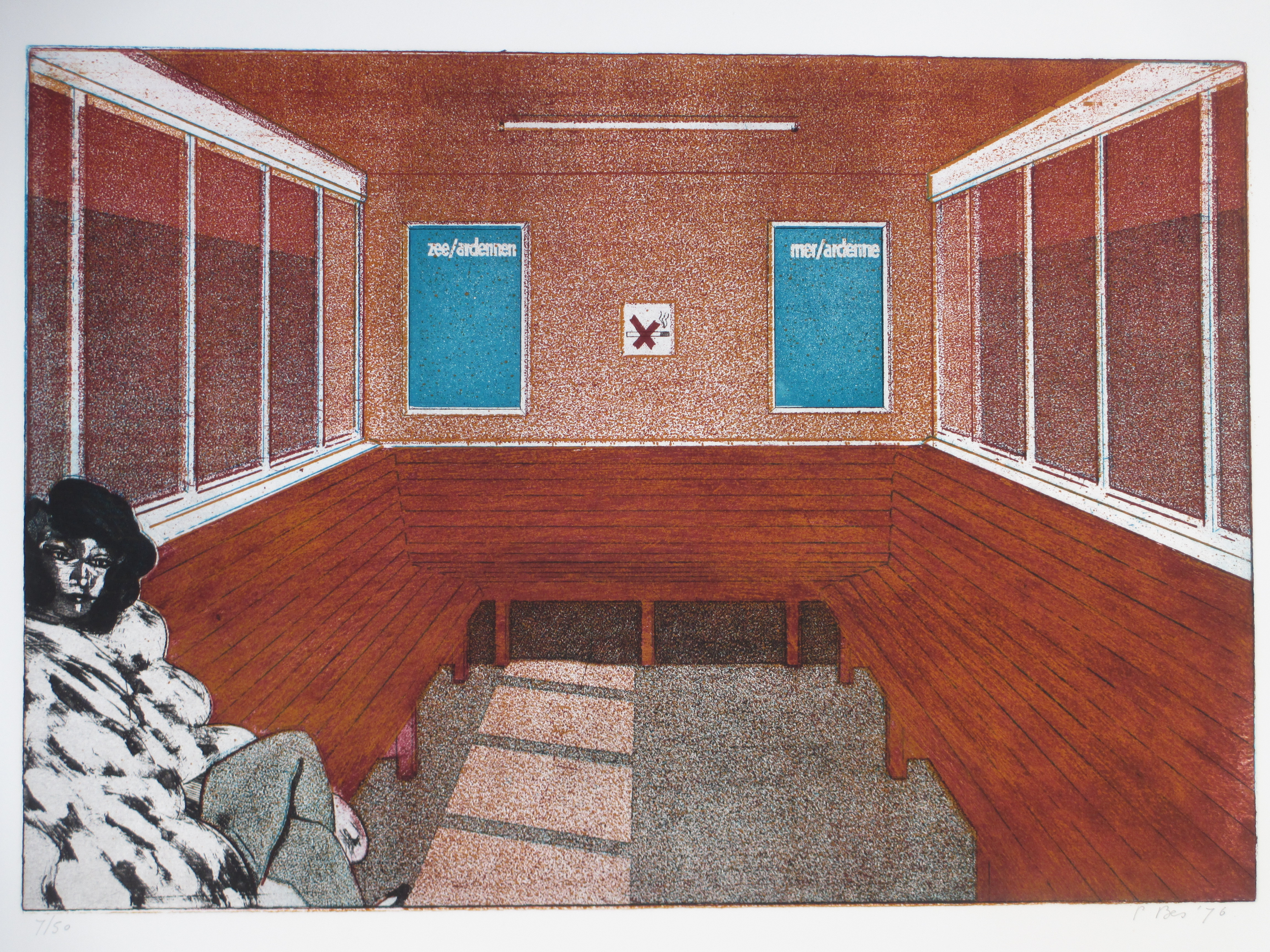 Peter Bes - Wachtruimte Zee / Ardennen - Kleurets verkocht voor € 50!