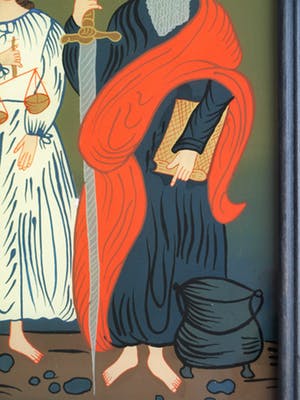 Niet of onleesbaar gesigneerd - Achterglasschildering / Hinterglasmalerei , Gerechtigheid – ingelijst kopen? Bied vanaf 10!