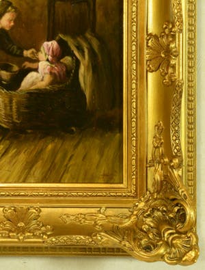 Leendert Verburgh - (1924) - Larense School - "Moeder en Kind " - Olieverf/Paneel - Sign. Lo. kopen? Bied vanaf 120!