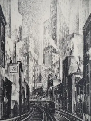 Adriaan Lubbers - New York, Subway op Chatham Square, originele gesigneerde lithografie kopen? Bied vanaf 250!