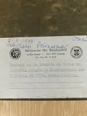 Pieter Devel - handingekleurd en uniek: Domkerk en Domtoren te Utrecht ca. 1730 kopen? Bied vanaf 229!