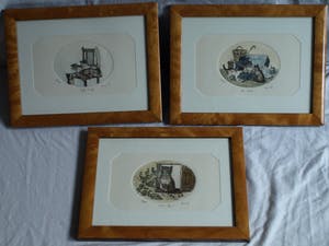 Niet of onleesbaar gesigneerd - 3 Ingelijste etsen met katten – gesigneerd Anna W. kopen? Bied vanaf 1!