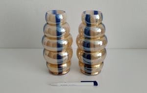Niet of onleesbaar gesigneerd - 2 prachtige vazen, parelmoer, glas, Art Deco kopen? Bied vanaf 1!