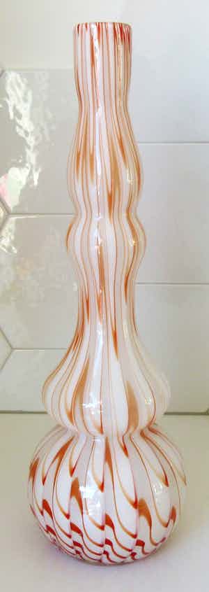 VB Opaline Florence - Zeer grote XL opaline vaas oranje rood gemarmerd verkocht voor € 10!