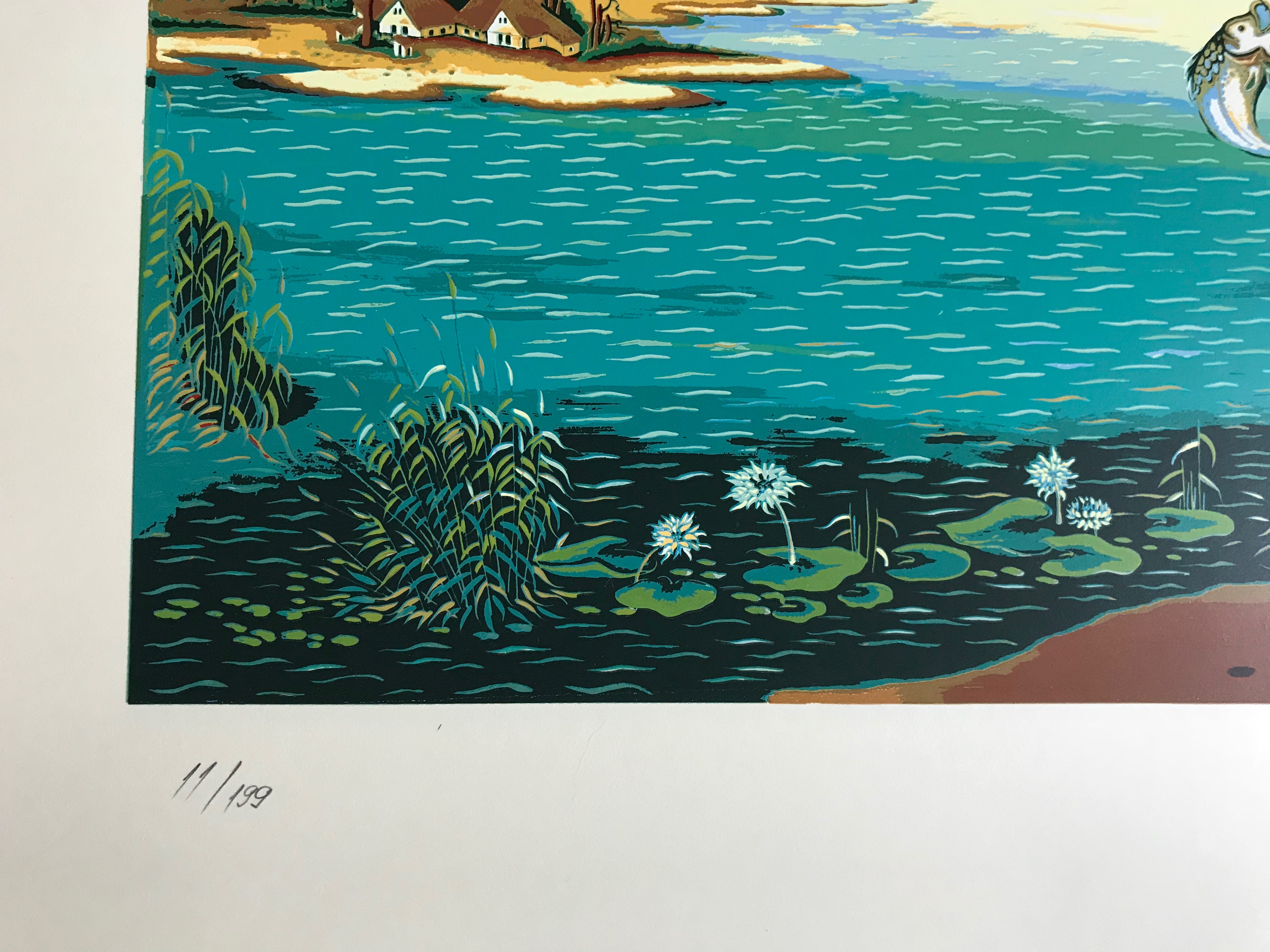 Drago Takac - Grote gesigneerde zeefdruk - 13/199 - Visser - 1980 kopen? Bied vanaf 1!