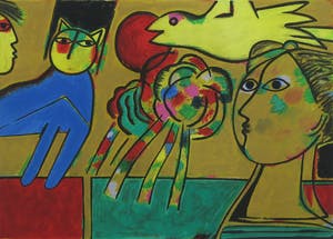 Corneille - Litho, L'autour du chat bleu - Ingelijst kopen? Bied vanaf 250!