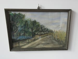 Niet of onleesbaar gesigneerd - Aquarel zandpad langs bosrand - T. Kramer kopen? Bied vanaf 1!