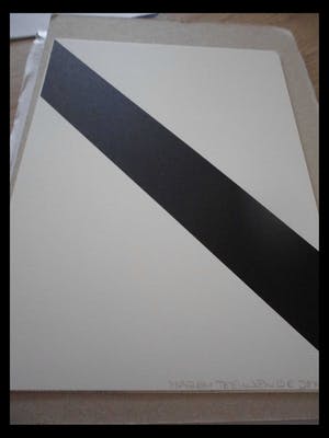 Marry Teeuwen-de Jong - Wit vierkant, diagonaal gedeeld - Gesigneerde zeefdruk kopen? Bied vanaf 10!