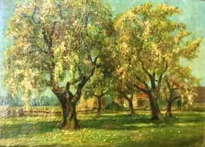 Willem Klijn - landschap met fruitbomen verkocht voor € 50!
