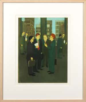 Willy Belinfante - Aquatint, Businessmen - Ingelijst verkocht voor € 35!