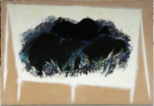 Silvio Merlino - Gemengde techniek op doek, Baucarella con falco e montagne (Zeer groot) kopen? Bied vanaf 1!