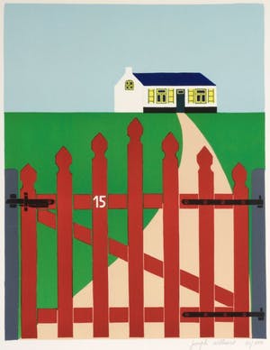 Joseph Willaert - Rood hekken met huisje in achtergrond kopen? Bied vanaf 350!