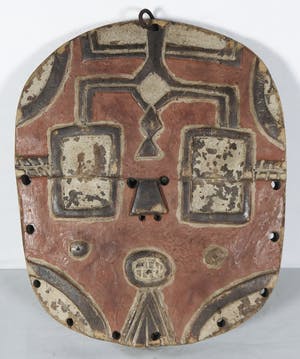 Teke - Houten masker met wit en rood pigment voor dansceremonies kopen? Bied vanaf 1!