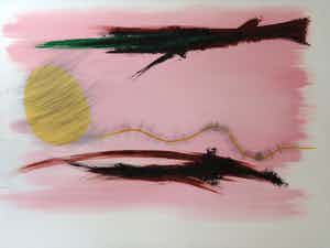 Robin Heldsinger - Gemengde techniek op doek, Manoeuvre '83 (Zeer groot) verkocht voor € 250!