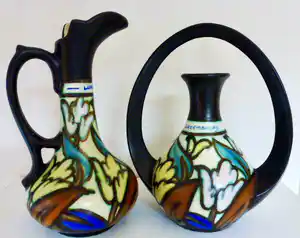 La Ceramique Montoise - Antoine Dubois - Handle vase 767/1 and ear vase 205 verkocht voor € 50!