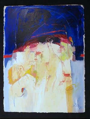 Franscz Witte - Acryl op papier, Zonder titel kopen? Bied vanaf 35!