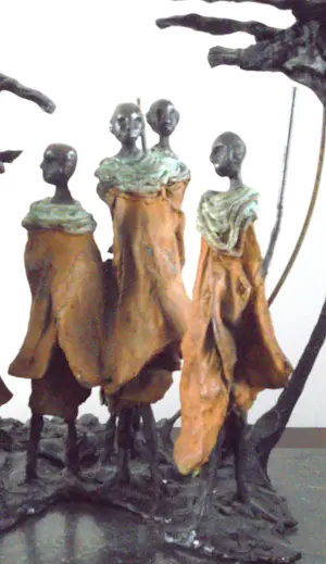 Marianne Houtkamp - "Ochtendgloren".Kapitaal beeld met pracht patina. kopen? Bied vanaf 4750!