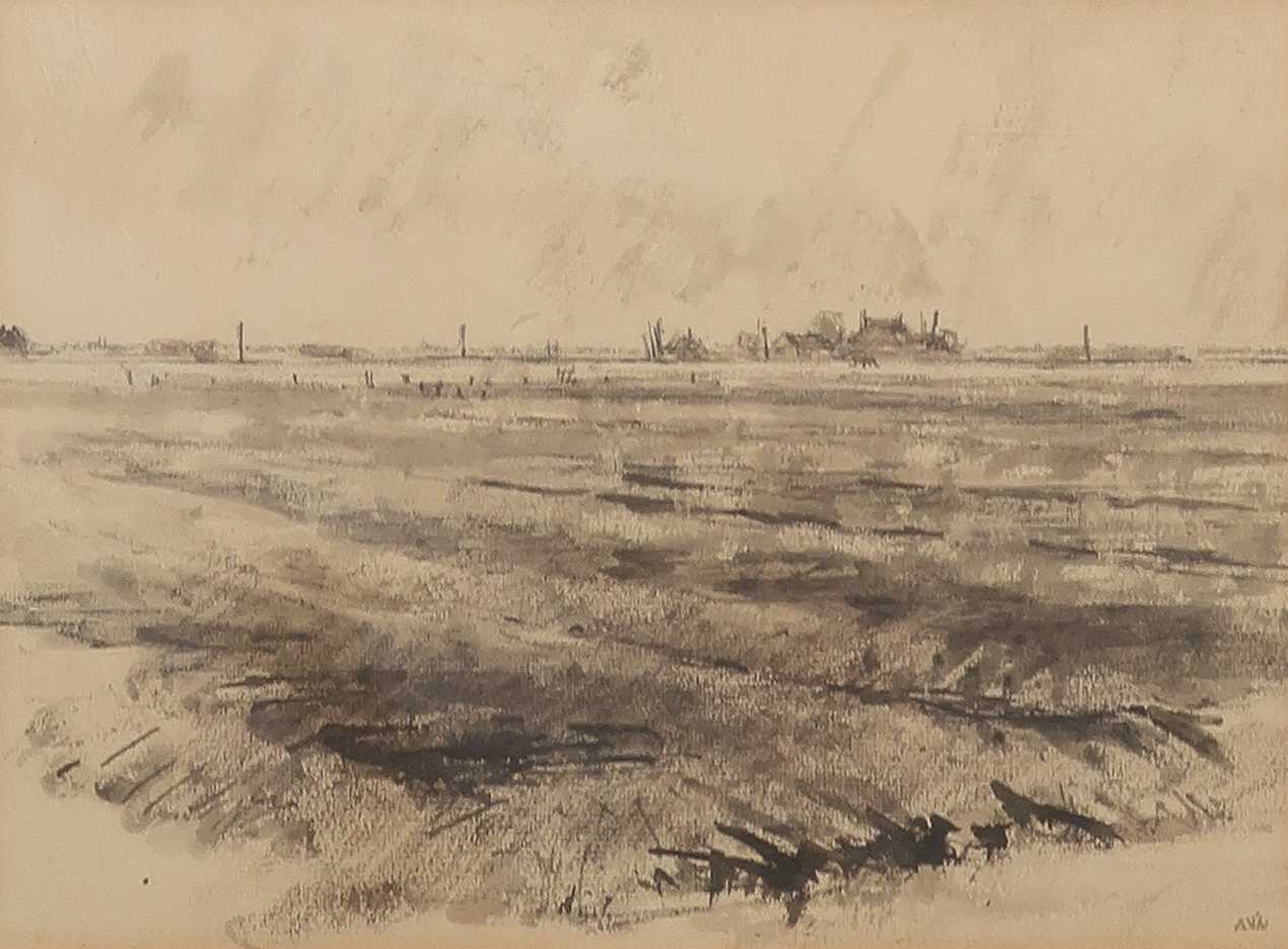 Anton Voorzanger - Inkttekening, Landschap - Ingelijst kopen? Bied vanaf 35!