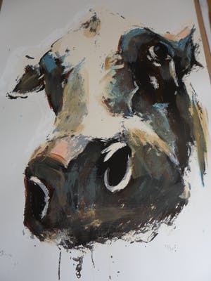 Theo Onnes - Zeefdruk. Titel. "Cow 2 ( Groot ) kopen? Bied vanaf 80!