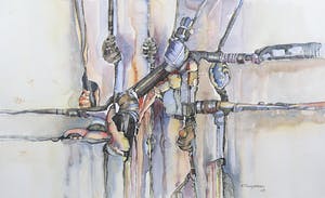 Humphrey Tawjoeram - Aquarel, Abstracte compositie kopen? Bied vanaf 1!