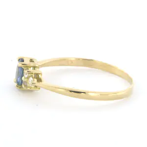 18k geel gouden ring met saffier en briljant geslepen diamant 0.10 ct - rm 18.25 kopen? Bied vanaf 220!