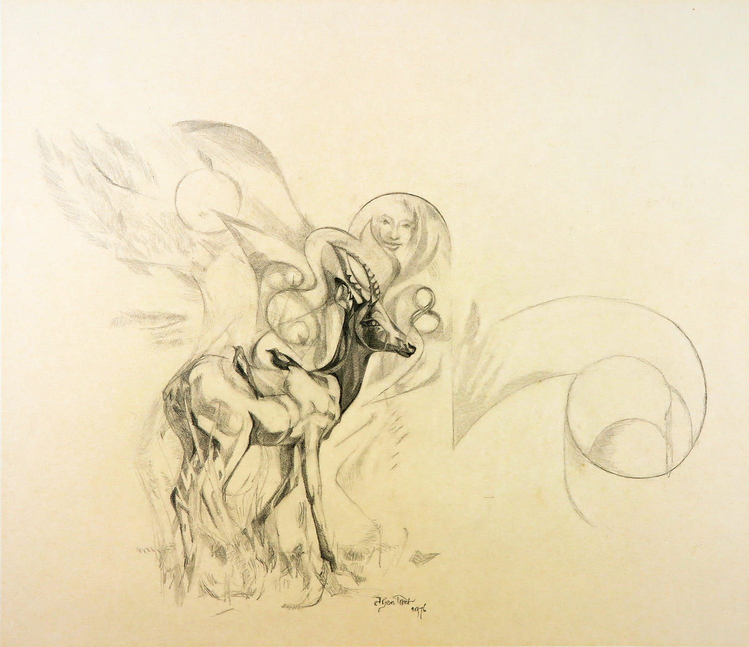 Arjen Toet - Potloodtekening, Antiloop kopen? Bied vanaf 1!