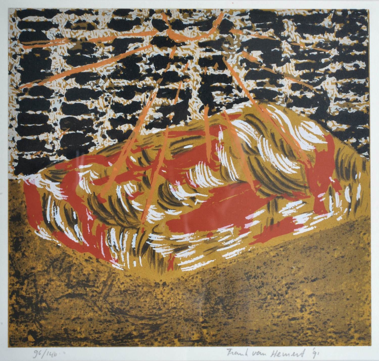 Frank van Hemert - Zeefdruk - Gesigneerd - Ingelijst - 38x37 cm - 1991 kopen? Bied vanaf 70!