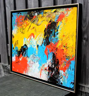 Jan van Ginneke - olieverf op board: compositie kopen? Bied vanaf 775!