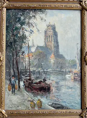 Evert Moll - Zicht op St Laurenskerk - binnenhaven van Rotterdam kopen? Bied vanaf 1275!