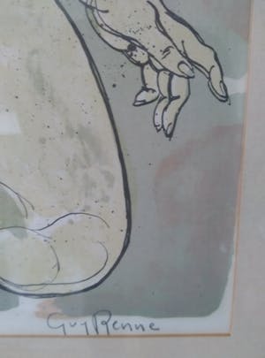 Guy Renne - (1925-1990)-litho verliefd koppel, fijntjes weergegeven. kopen? Bied vanaf 135!