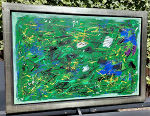 Andre van der Vossen - Abstracte compositie, olieverf op doek (zeer mooi ingelijst, groot) kopen? Bied vanaf 1495!