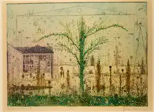 Arnold Gross - Ets en aquatint, Binnentuin - Ingelijst verkauft für € 300!