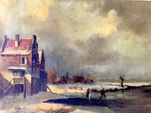 Niet of onleesbaar gesigneerd - Hollands Winterlandschap - Olieverf op doek kopen? Bied vanaf 10!