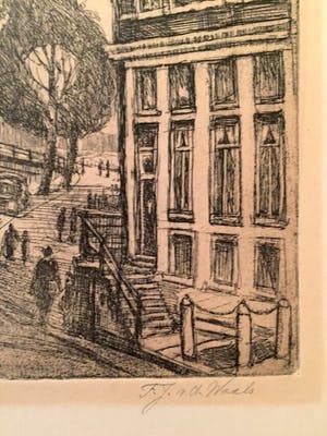 Fredericus Johannes van der Waal - Amsterdam - Ets, Ingelijst kopen? Bied vanaf 27!