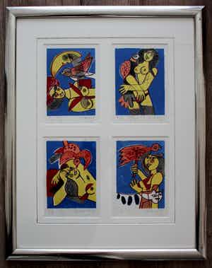 Corneille - 4 ingelijste litho's - 1983 verkocht voor € 450!