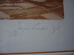 Leentje Linders - Ets. Titel. "Spade". kopen? Bied vanaf 25!