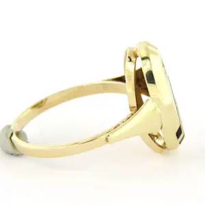 14k geelgouden ring bezet met onyx en briljant geslepen diamant tot. 0.02ct kopen? Bied vanaf 300!