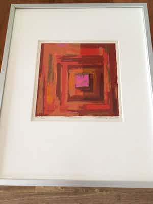 Theodora Plas - Handgesigneerde zeefdruk ‘Perspectief’ , ingelijst verkocht voor € 35!