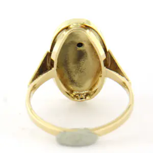 14k geelgouden ring bezet met onyx en briljant geslepen diamant tot. 0.02ct kopen? Bied vanaf 300!